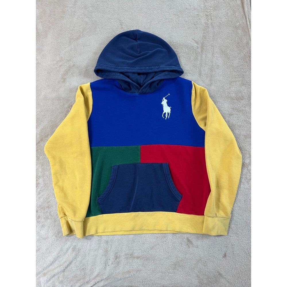 Polo‎ Ralph Lauren Hoodie Swearshirt Boys kids size L 14-16 Big Pony Colorblock